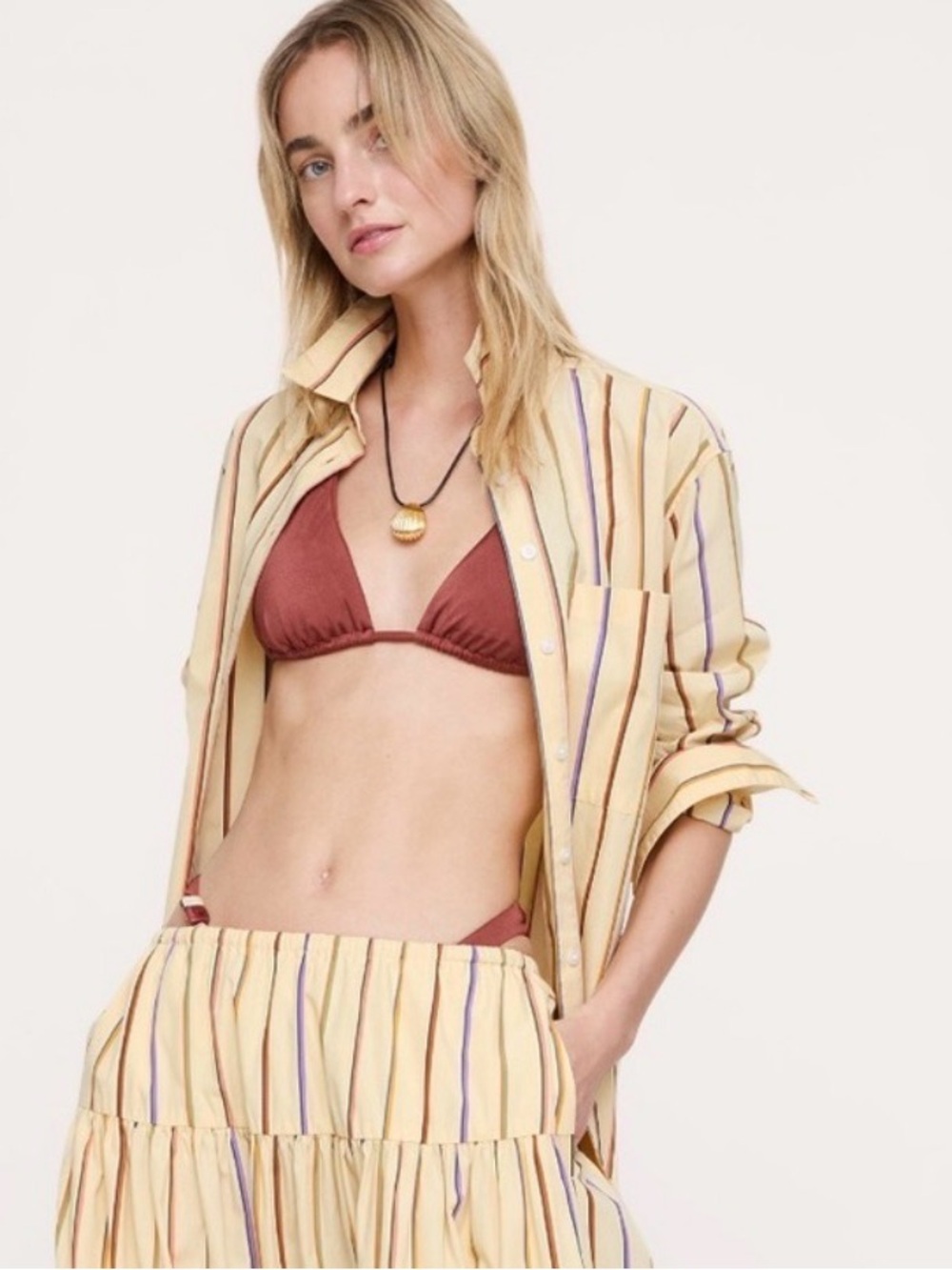 NWT banana republic oversized poplin shirt in yellow stripe